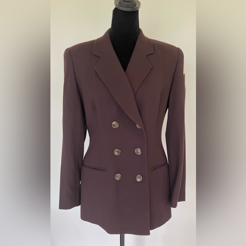 Vintage Jones New York 100% Wool Brown Double Breasted Blazer Jacket Women’s 6